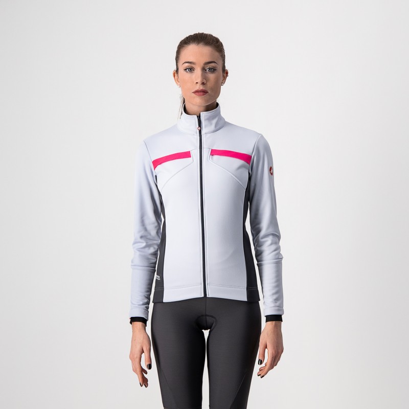 Castelli Dinamica Jacket - Fahrradjacke - Damen Silver Gray / Dark Gray-Pink Ref S